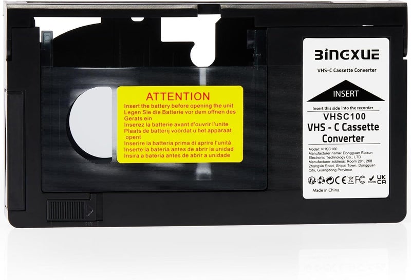 Bingxue محول كاسيت لكاميرات الفيديو SVHS VHS-C إلى VHS، متوافق 12 مم، محول كاسيت VHS موتورized (غير متوافق مع 8 مم / MiniDV / Hi8) - Image 1